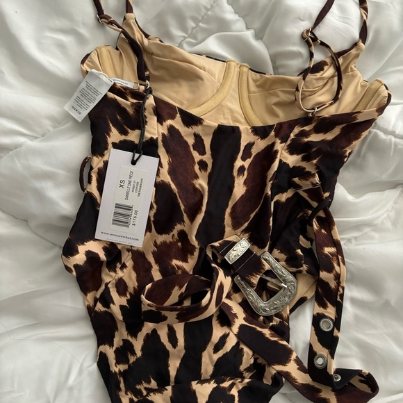 WeWoreWhat Danielle Belted One Piece Cowhide - Picture 5 of 5